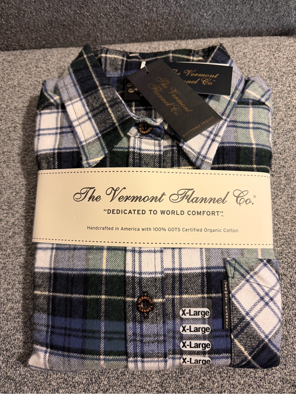 The Vermont Flannel Co. Women’s Green & Blue Plaid Flannel Shirt - X-Large